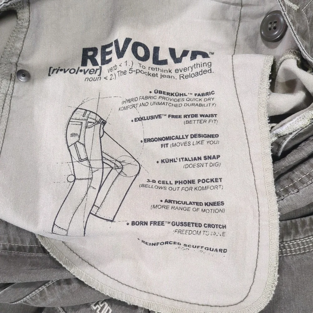 Kuhl Pants Revolvr Nylon Stretch Hiking Outdoor Greenish Gray Mens 38x32 (Short)
